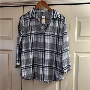 Van Heusen Navy and White Checkered Shirt